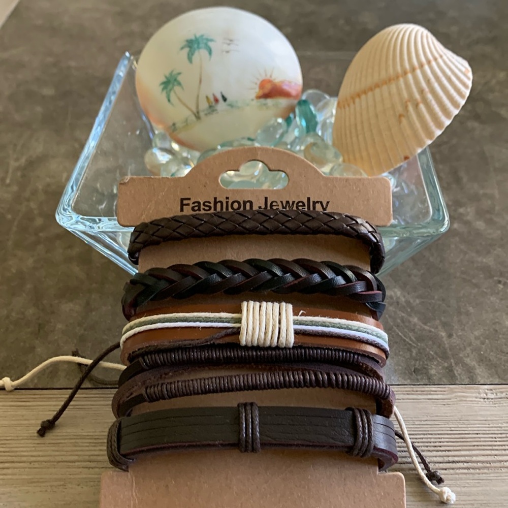 6/$7- NEW Unisex Braided Leather Bracelets